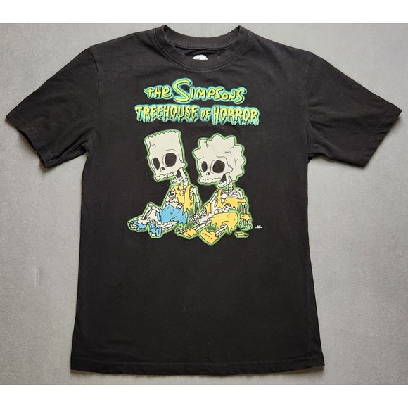 The Simpsons T Shirt Size Small Treehouse Of Horror Cartoon Logo Black Lisa Bart - Picture 2 of 4